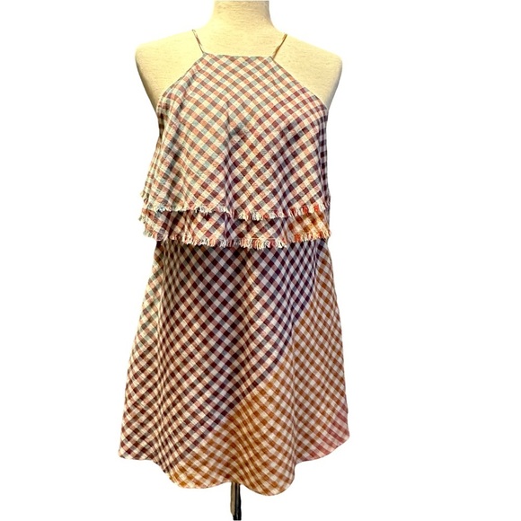 Zara Trafaluc Frayed Checked Summer Dress Size Small 2543/517/050 100%‎ Cotton - Picture 2 of 15